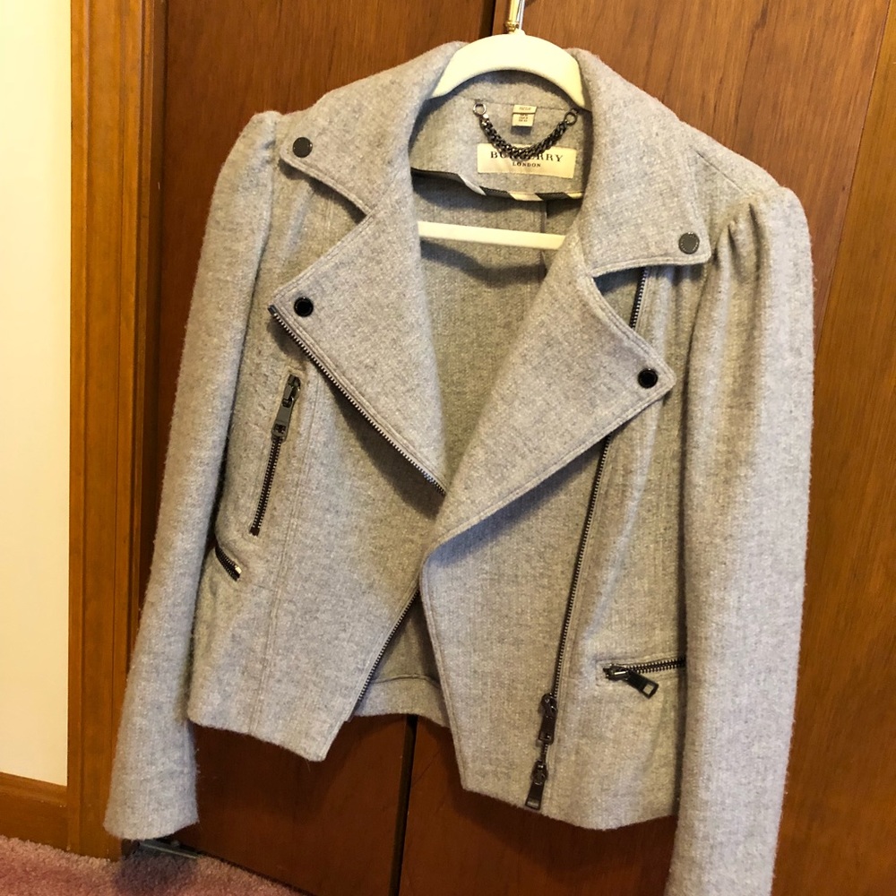 SOLD*Burberry London Wool Peplum Motorcycle Jacket - Picture 4 of 7